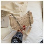 Women Fashion Casual Woven Baguette Chain Shoulder Bag - Image 5
