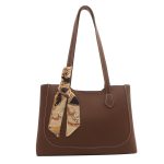 Women Fashion Casual Solid Color Large Capacity Ribbon Tote Bag - Image 6