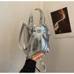 Women Fashion Casual Solid Color Love Pendant Bucket Shoulder Bag - Image 6