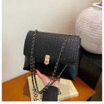 Women Fashion Solid Color Splicing Chain Shoulder Bag - Image 6