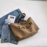 Wholesale Women Fashion Casual Letter Printed Canvas Large Capacity Tote Bag - Image 6