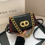Women Fashion Splicing Stone Pattern Chain Shoulder Bag - Image 6