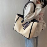 Wholesale Women Fashion Casual Simple Color Contrast Large Capacity Tote Bag - Image 6
