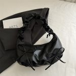 Fashion Design Pleated Solid Color Shoulder Strap Bow Shoulder Bag - Image 6