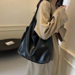 Wholesale Women Fashion Simple Casual Solid Color Large Capacity Tote Bag - Image 6