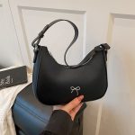 Wholesale Women Fashion Casual Solid Color Bowknot Decoration Shoulder Bag - Image 6