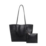 Wholesale Simple Solid Color Crocodile Print Large Capacity Tote Bag - Image 6