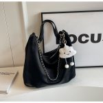 Women Fashion Simple Solid Color Large Capacity Chain Pendant Shoulder Bag - Image 6