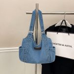Wholesale Women Fashion Casual Large Capacity Denim Canvas Shoulder Bag - Image 6