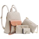 Wholesale Women Fashion Embossed Zipper PU Backpack Chain Crossbody Bag Purses Four-Piece Set - Image 8