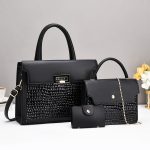 Wholesale Crocodile Pu Women Portable Shoulder Bag Three-Piece Bag Set - Image 3
