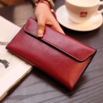 Wholesale Women Simple Solid Color Leather Long Purses - Image 6