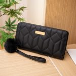 Wholesale Women Fashion Rhombus Embroidery Sequin Pom Decoration Long Coin Purse - Image 12