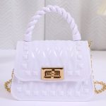 Women Fashion Leaf Pattern Mini Flap Lock Chain Crossbody Jelly Bag - Image 7