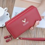 Women Fashion Simple Litchi Pattern Double Zipper Long Purses - Image 7