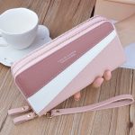 Wholesale Women Fashion Color Block Double Zipper Large Capacity Purses - Image 7