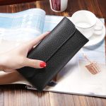 Wholesale Women Long Large Capacity Solid Color Litchi Pattern Wallet Purse - Image 7