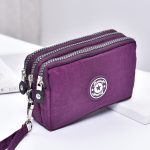 Women Fashion Solid Color Frosted Three-Layer Zipper Storage Purses - Image 7