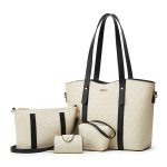Women Fashion Casual Color Block Large Capacity Tote Bag Three-Piece Bag Set - Image 6