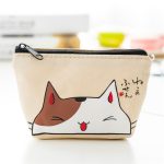 Women Cute Cat Pattern Zipper Design Canvas Wallet - Image 3