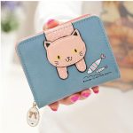 Women Cute Cartoon Cat Pattern Zipper Design Multi-pocket PU Wallet - Image 4