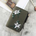 Women Fashion Embroidered Floral Ornament Buckle Vertical Check Wallet - Image 12