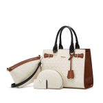 Wholesale Women Fashion Retro Color Block Large Capacity Tote Bag Four-Piece Bag Set - Image 7