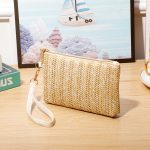 Simple Solid Color Straw Zipper Wallet - Image 10
