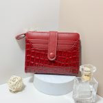 Women Fashion Stone Crocodile Zipper Multi-Card Mini Wallet - Image 7