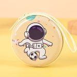 Women Cartoon Astronaut Round Mini Tinplate Zipper Wallet - Image 7