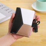 Wholesale Women Fashion Color Block Leather Tassel Pendant Wallet - Image 7