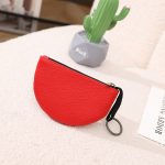 Women Fashion Solid Color Litchi Pattern Half-Round Zipper Wallet - Image 7