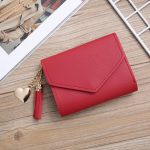 Wholesale Women Fashion Simple Solid Color Tassel Pendant Three-Fold Wallet - Image 7