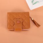 Wholesale Women Fashion Casual Chic Solid Color Quilted PU Zipper Two-Fold Wallets - Image 7