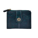 Wholesale Women Fashion Retro Solid Color Oil Leather Hollow-Out Multifunctional Zipper Wallet - Image 6