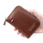Wholesale Men Fashion Retro Solid Color Zipper Multi-Card Wallet - Image 5
