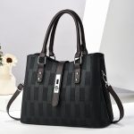 Women Fashion Color Contrast Crocodile Pattern Handbag - Image 6