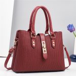 Wholesale Women Fashion Casual Solid Color Vertical Stripes Large Capacity Handbag - Image 6