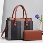Wholesale Women Fashion Casual Contrast Color Large Capacity Handbag Two-Piece Bag Set - Image 6