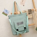 Wholesale Student Campus Large-Capacity Square Canvas Shoulder Tote Bag Letter Shopping Bag - Image 17