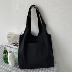 Wholesale Women Fashionable Solid Color Large Capacity Canvas Tote Bag - Image 7
