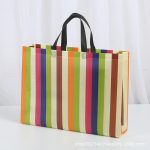 Wholesale Fashion Multicolor Stripe Coated Waterproof Non-Woven Shopping Bag