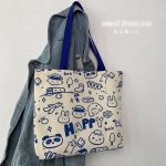 Wholesale Women Simple Cute Cat Line Print Large Capacity Canvas Tote Bag - Image 6