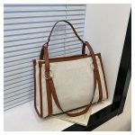 Wholesale Women Retro Fashion Color Contrast Large Capacity Canvas Tote Bag - Image 7