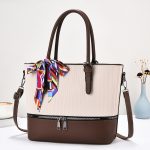 Wholesale Women Fashion Casual Color Block Stone Pattern Zipper Ribbon Large Capacity Handbag - Image 6