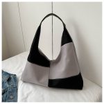 Wholesale Women Fashion Canvas Patchwork Color Block Shoulder Bag - Image 7