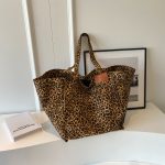 Wholesale Women Fashionable Large Capacity Leopard Printed Canvas Tote Bag - Image 7