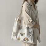 Wholesale Women Fashion Cartoon Dog Print Large Capacity Canvas Tote Bag - Image 7