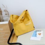 Wholesale Women Casual Design Solid Color Canvas Shoulder Handle Tote Bag - Image 7