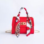 Fashion Solid Color Silk Scarf Hand Chain Crossbody Bag - Image 7